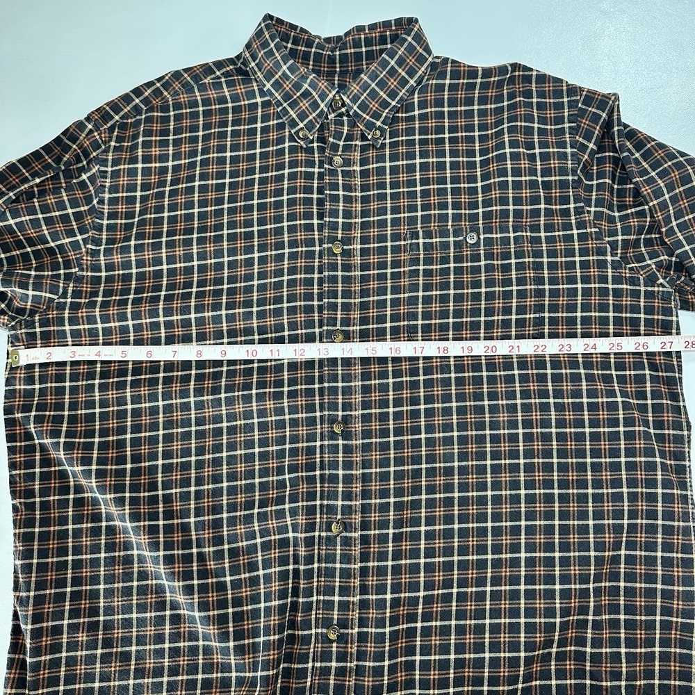 Orvis Men's XXL Plaid Button Down Shirt Black Orange‎ Check Wool Blend - Picture 4 of 9